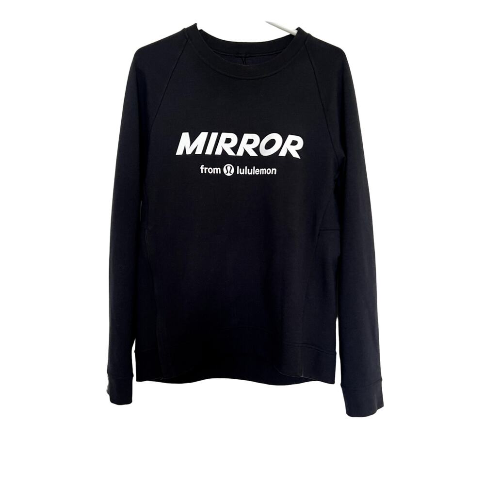 Mirror By Lululemon Black Pullover Crew Sweatshirt Hidden Pocket Black Size M